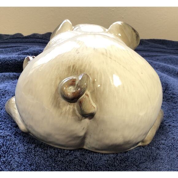 Pig Ceramic White Shiny Glazed Finish Farmhouse Decor 12" X 8.5" - Picture 3 of 7